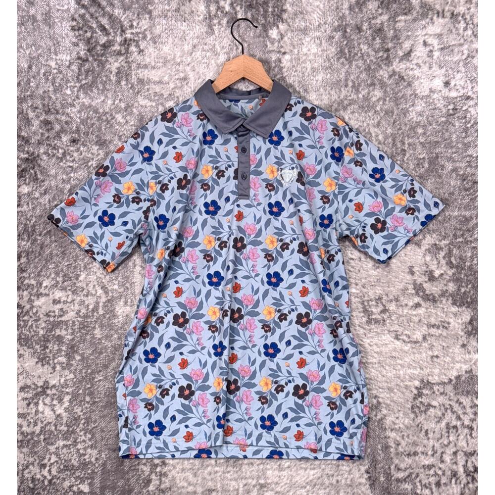 Swannies Polo Shirt Large Mens San Diego Country Club Performance Golf Floral